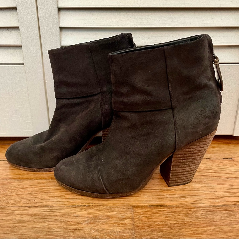 Rag & Bone Newbury Classic Black Suede Ankle Boots Booties size 38
